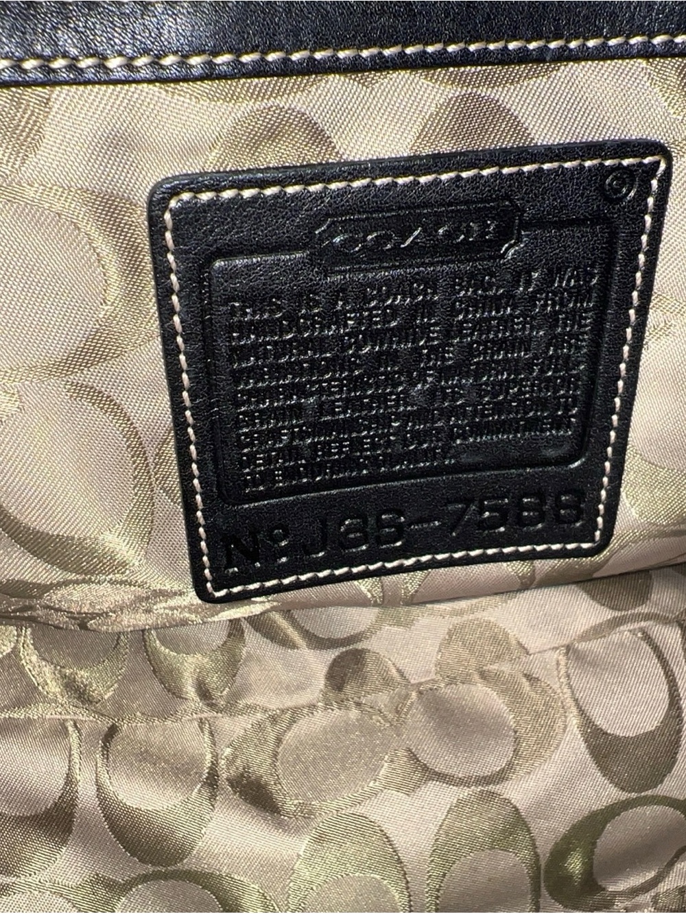 Vintage Coach Hampton black leather handbag satchel tote signature “C” interior - Picture 7 of 8